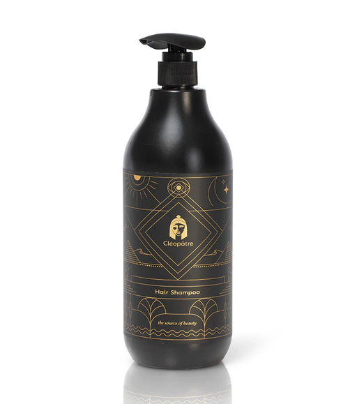 שמפו ללא מלחים לשיער לאחר החלקה "קלאופטרי" על רקע לבן
