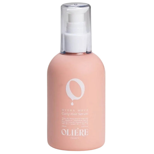 בקבוק סרום ורוד לחות לשיער גלי "OLIERE" על רקע לבן