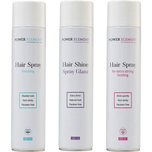 ספריי לשיער "פאוור אלמנט" על רקע לבן