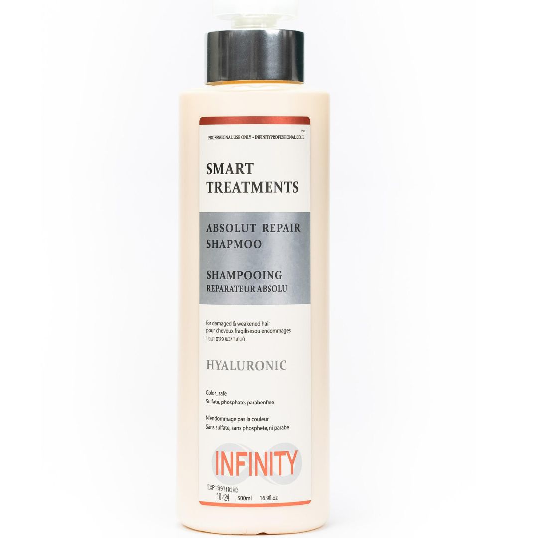 שמפו אינפיניטי 500 מ"ל SMART TREATMENTS ABSOLUT REPAIR על רקע לבן