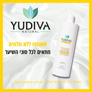 שמפו ללא מלחים יודיבה ליטר — ניקוי עדין לשיער מוחלק וצבוע