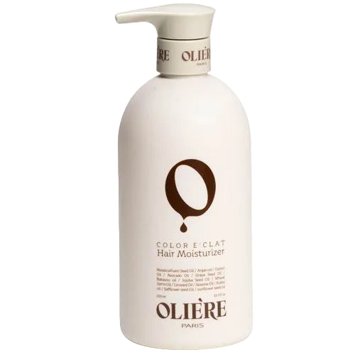 בקבוק לבן קרם לחות לשיער צבוע "OLIERE" על רקע לבן