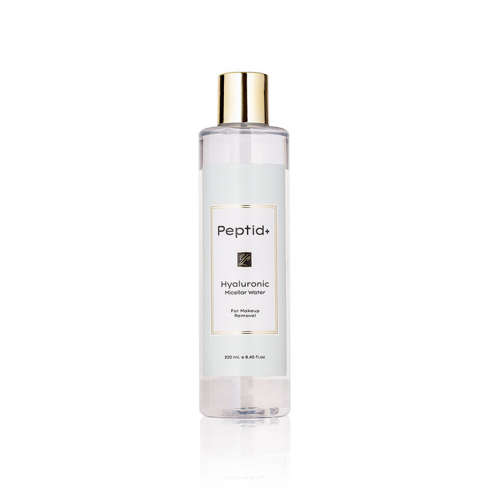 peptid+ -פפטיד+ מים מיסלריים חומצה הילרונית להסרה קלה של איפור לכל סוגי העור 250 מ"ל